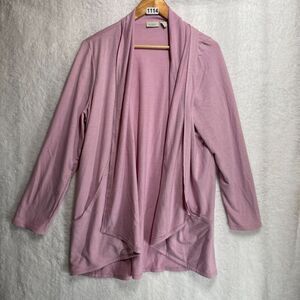 LOGO Lounge Pink Open Front Cardigan Jacket Size Large Lightweight Casual